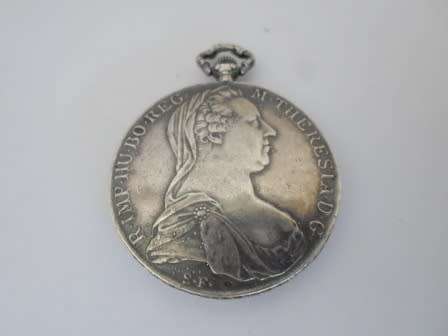 RARE!! VINTAGE SWISS HENO MARIA THERESA THALER SILVER COIN POCKET WATCH 100% WORKING VALUE R2500