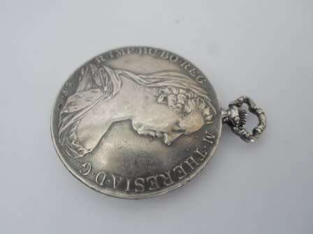 RARE!! VINTAGE SWISS HENO MARIA THERESA THALER SILVER COIN POCKET WATCH 100% WORKING VALUE R2500