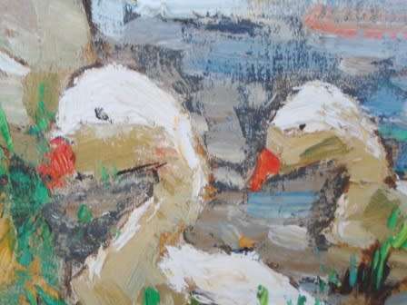 SPECTACULAR!! HUGE DANIE SMITH "GIRLS WITH GEESE" OIL ON BOARD 1200 X 800mm VALUE R35000