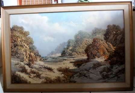 AMAZING!! HUGE JOHANN BONTHUYS BEACH SCENE OIL ON CANVAS  1200 X 770mm VALUE R9500