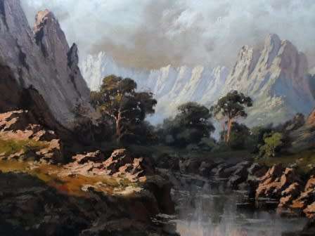 SPECTACULAR!! GINO FASCIOTTI LANSCAPE WITH RIVER OIL ON CANVAS  610 X 480mm VALUE R8500