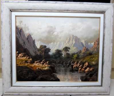 SPECTACULAR!! GINO FASCIOTTI LANSCAPE WITH RIVER OIL ON CANVAS  610 X 480mm VALUE R8500