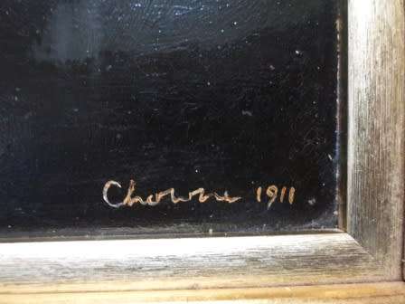 RARE!! SCOTTISH ARTIST GERHARD CHOWNE OIL ON CANVAS DATED 1911  450 X 330mm VALUE R6500