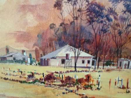 GORGEOUS! RAY POTTER MIXED MEDIA ON PAPER LAID ON BOARD  560 X 250mm VALUE R1500