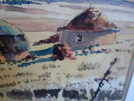 WOW!! OTTO KLAR WATERCOLOUR OF HUTS STUNNING PIECE!!  460 X 310mm  VALUE R8500