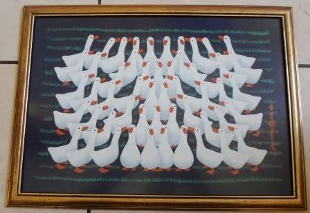 AMAZING!! SIGNED CHINESE LITHOGRAPH OF GEESE 540 X 380mm  WOW!!