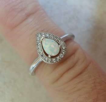 STUNNING!! STERLING SILVER OPAL & CZ RING  2,9g  SIZE N WOW!!