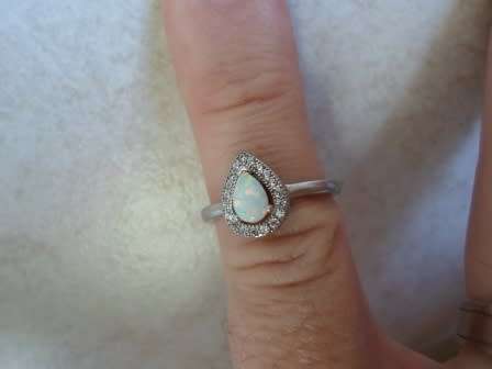 STUNNING!! STERLING SILVER OPAL & CZ RING  2,9g  SIZE N WOW!!