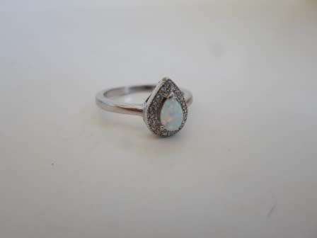 STUNNING!! STERLING SILVER OPAL & CZ RING  2,9g  SIZE N WOW!!