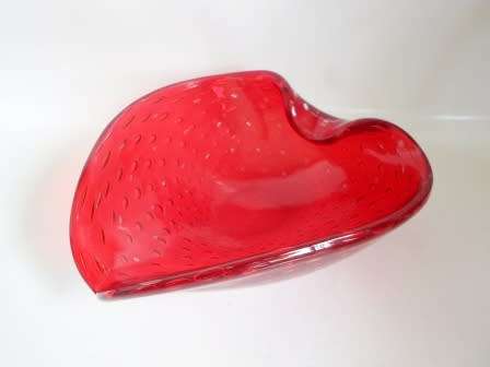 SPECTACULAR!! LARGE 1960's MURANO RUBY RED BUBBLE GLASS BOWL ABSOULTELY STUNNING  WOW!