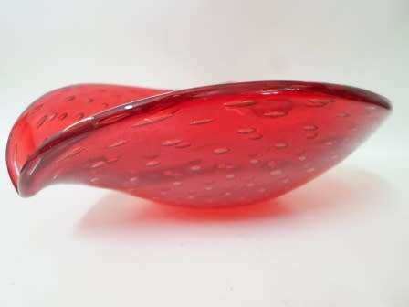 SPECTACULAR!! LARGE 1960's MURANO RUBY RED BUBBLE GLASS BOWL ABSOULTELY STUNNING  WOW!