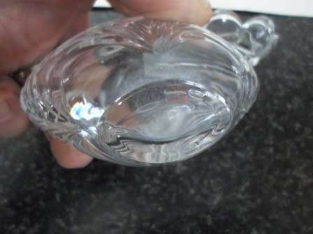 EXQUISITE!! VINTAGE CRYSTAL PERFUME BOTTLE WITH FLOWER FORM STOPPER  STUNNING  WOW!