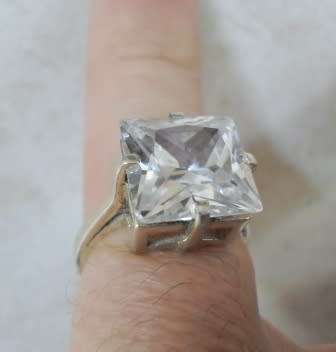 WOW!! LARGE VINTAGE STERLING SILVER CZ RING   SIZE N   6,5g  WOW!