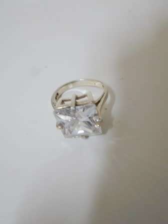 WOW!! LARGE VINTAGE STERLING SILVER CZ RING   SIZE N   6,5g  WOW!