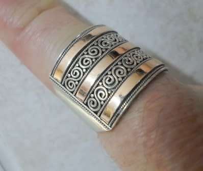 WOW!! LARGE VINTAGE STERLING SILVER RING GORGEOUS DESIGN   SIZE O   7,6g  WOW!