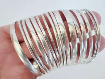 WOW!! COLLECTION OF 16 STERLING SILVER BANGLES 96,1g  WOW !!