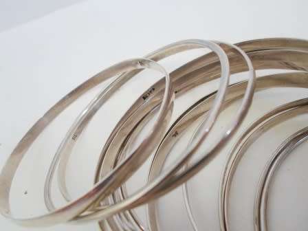 WOW!! COLLECTION OF 16 STERLING SILVER BANGLES 96,1g  WOW !!