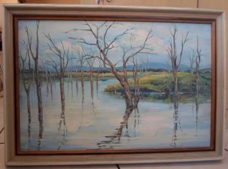 BEAUTIFUL!! ROSEMARY TREWAITHA "KARIBA PALM BAY ZIM"  740 X 500mm  WOW!!