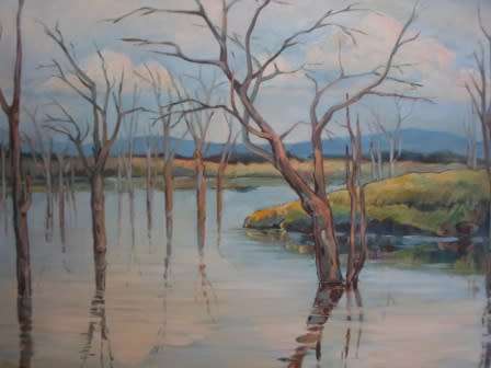 BEAUTIFUL!! ROSEMARY TREWAITHA "KARIBA PALM BAY ZIM"  740 X 500mm  WOW!!