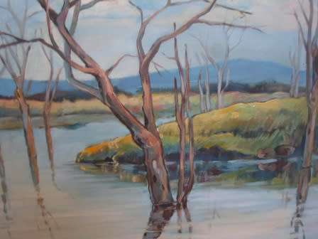 BEAUTIFUL!! ROSEMARY TREWAITHA "KARIBA PALM BAY ZIM"  740 X 500mm  WOW!!