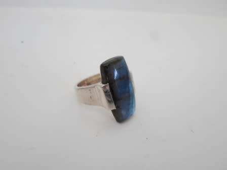 SPECTACULAR!! LARGE STERLING SILVER & LABRADORITE RING  SIZE N1/2  14,2g   WOW!!