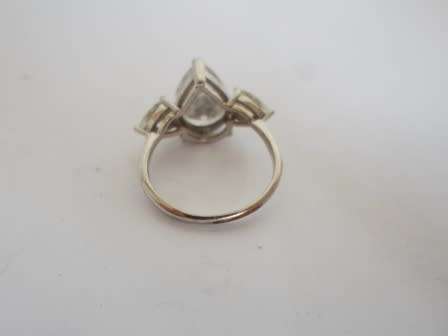BEAUTIFUL!! LARGE STERLING SILVER CZ RING, SIZE Q  4,3g  WOW!!