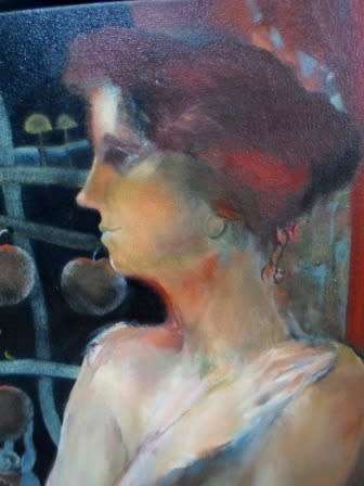 SPECTACULAR!! CHRISTINE CHERRY JONES "NUDE WITH CHERRUB" OIL ON CANVAS   800 X 600mm VALUE R4500 WOW