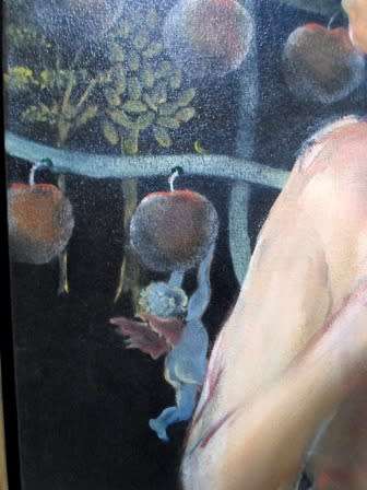 SPECTACULAR!! CHRISTINE CHERRY JONES "NUDE WITH CHERRUB" OIL ON CANVAS   800 X 600mm VALUE R4500 WOW