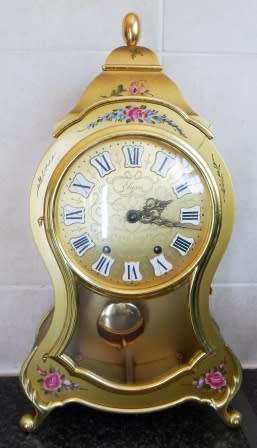 STUNNING!! VINTAGE SWISS ELUXA HAND PAINTED MANTLE CLOCK 100% WORKING WOW!!
