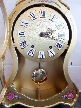 STUNNING!! VINTAGE SWISS ELUXA HAND PAINTED MANTLE CLOCK 100% WORKING WOW!!