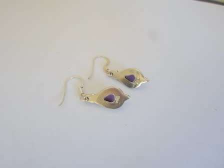 WOW!! VINTAGE STERLING SILVER CABOCHON AMETHYST DROP EARRINGS  3,8g  WOW!!