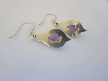 WOW!! VINTAGE STERLING SILVER CABOCHON AMETHYST DROP EARRINGS  3,8g  WOW!!