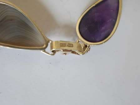 GORGEOUS!! VINTAGE SA STERLING SILVER GEM STONE BRACELET CIRCA 1960's  20,6g  WOW!!