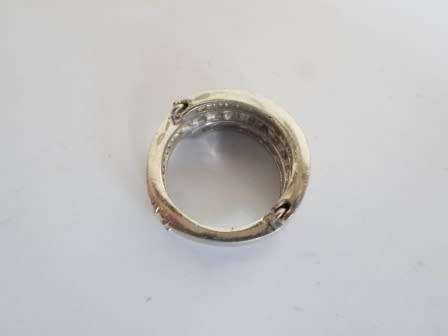 MAGNIFICENT!! RARE REVERSABLE 2 IN 1 STERLING SILVER CZ RING SIZE P   8,3g  WOW!!