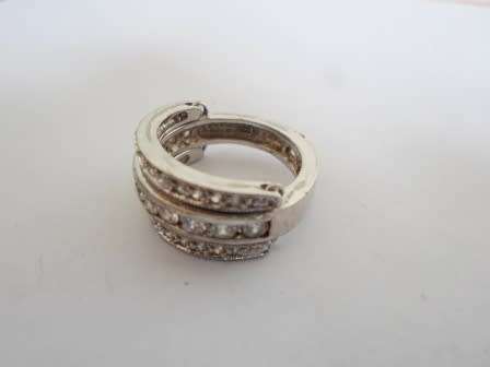 MAGNIFICENT!! RARE REVERSABLE 2 IN 1 STERLING SILVER CZ RING SIZE P   8,3g  WOW!!