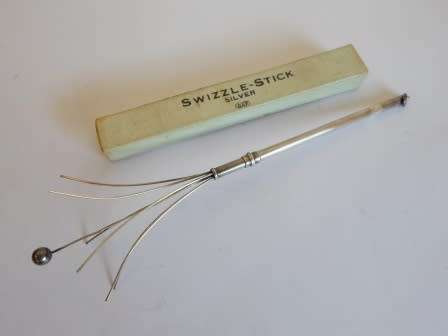 WOW!! 1921 BIRMINGHAM SILVER SWIZZLE STICK BY D&F WITH ORIGNAL BOX  4,5g   WOW!!