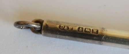 WOW!! 1921 BIRMINGHAM SILVER SWIZZLE STICK BY D&F WITH ORIGNAL BOX  4,5g   WOW!!