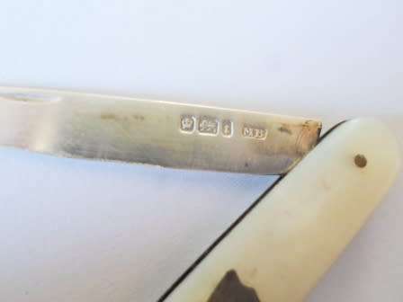 LOVELY!! 1901 SHEFFIELD SILVER & M.O.P. FRUIT POCKET KNIFE BY M.B  17,1g STUNNING WOW!!