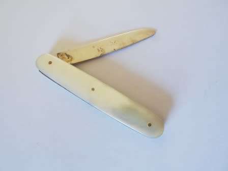 LOVELY!! 1901 SHEFFIELD SILVER & M.O.P. FRUIT POCKET KNIFE BY M.B  17,1g STUNNING WOW!!
