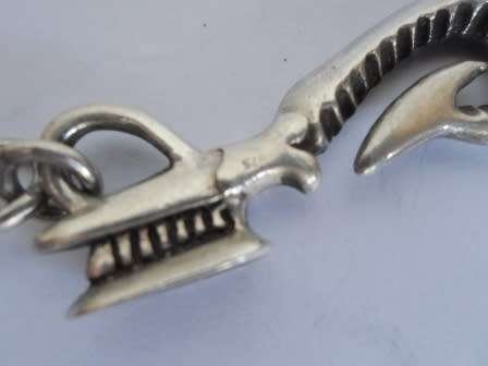 WOW!! AMAZING!! STERLING SILVER BIKERS SKULL AND SPEAR KEY CHAIN  30,7g WOW!!