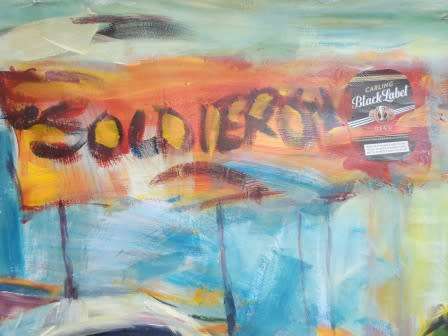 AMAZING!! HUGE!! JUNIOR FUNGAI "SOLDIER ON" ACRYLIC ON CANVAS DATED '19   1300 X 880mm VALUE R19000