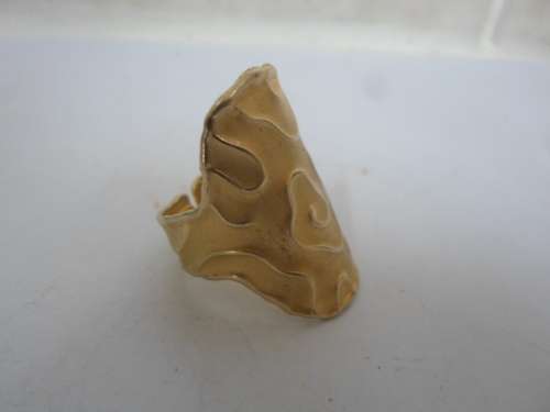 WOW!! LARGE GOLD TONE  ITALIAN STERLING SILVER ADJUSTABLE RING 6,5g WOW!!
