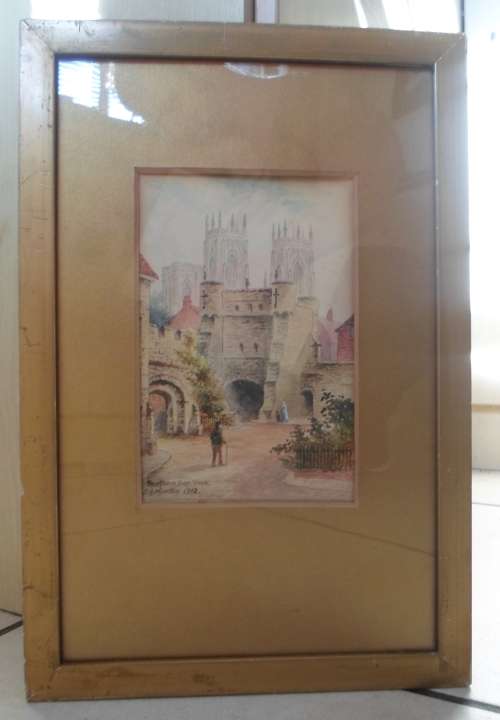 WOW!! ANTIQUE C. J. NORTON `BOOTHAM BAR, YORK` WATERCOLOUR DATED 1912    185 X 120mm  WOW!!