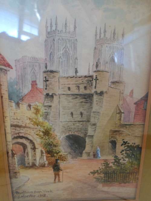WOW!! ANTIQUE C. J. NORTON `BOOTHAM BAR, YORK` WATERCOLOUR DATED 1912    185 X 120mm  WOW!!