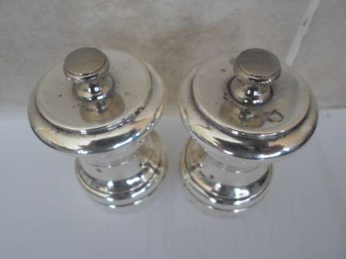 WOW!! RARE VINTAGE PAIR OF EMPIRE STERLING PEPPER MILLS PERFECT CONDITION  VALUE R3950 WOW!!