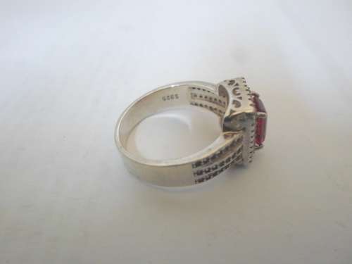 GORGEOUS!! STERLING SILVER RUBY and CZ RING   6,5g WOW!!
