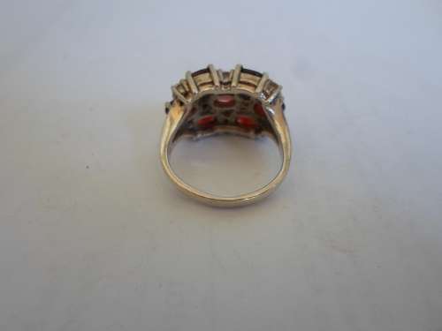 SPECTACULAR!! LARGE STERLING SILVER 2,80ct GARNET and CZ RING  6,5g WOW!