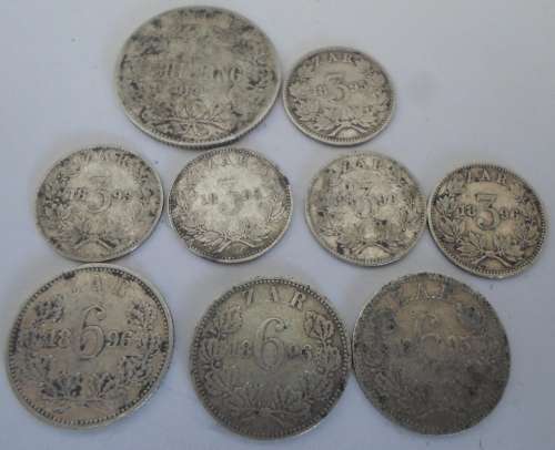 WOW!! 1893, 1895, 1896  KRUGER 3d, 6d and 1897 1 SHILLING COINS  20,6g  WOW!!