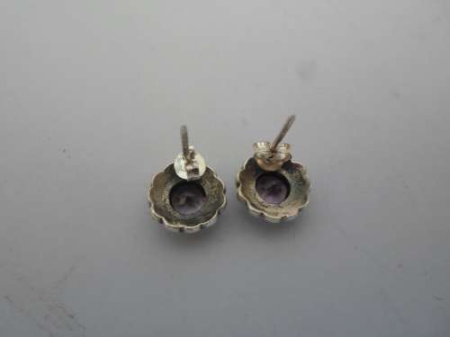 STUNNING! STERLING SILVER AMETHYST and MARCASITE EARRINGS  3,1g WOW!