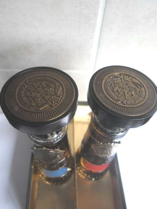 RARE 1960`s MAX FACTOR ROYAL REGIMENT LEATHER DUO COLOGNE and SHAVE LOTION BOXED SET VALUE R1400